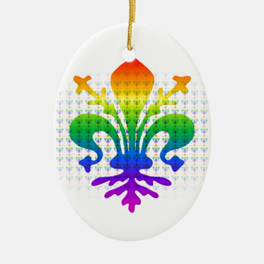 Rainbow Fleur-de-lis Keramisch Ornament (Voorkant)