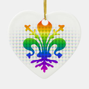 Rainbow Fleur-de-lis Keramisch Ornament