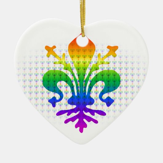 Rainbow Fleur-de-lis Keramisch Ornament (Voorkant)