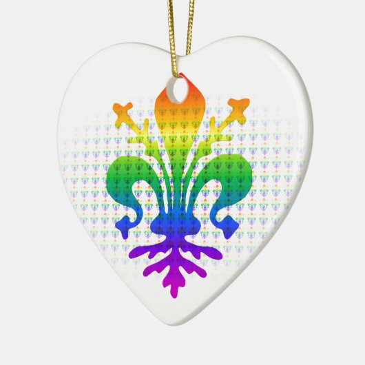 Rainbow Fleur-de-lis Keramisch Ornament (Links)