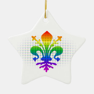 Rainbow Fleur-de-lis Keramisch Ornament
