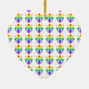 Rainbow Fleur-de-lis Keramisch Ornament