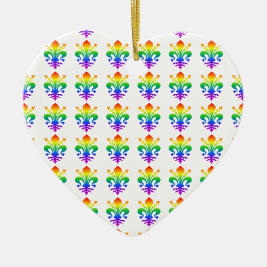Rainbow Fleur-de-lis Keramisch Ornament (Voorkant)