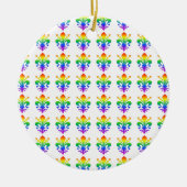 Rainbow Fleur-de-lis Keramisch Ornament (Voorkant)