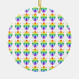 Rainbow Fleur-de-lis Keramisch Ornament