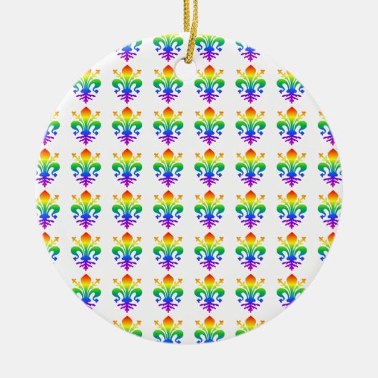 Rainbow Fleur-de-lis Keramisch Ornament (Voorkant)