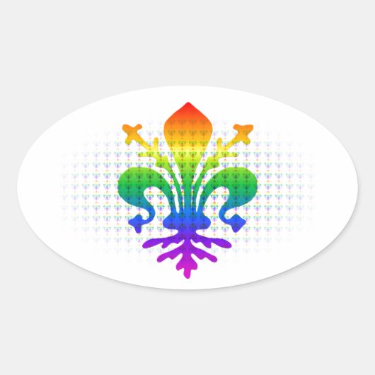 Rainbow Fleur-de-lis Ovale Sticker (Voorkant)