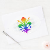 Rainbow Fleur-de-lis Ovale Sticker (Envelop)