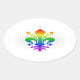 Rainbow Fleur-de-lis Ovale Sticker