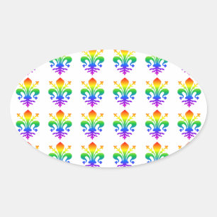 Rainbow Fleur-de-lis Ovale Sticker