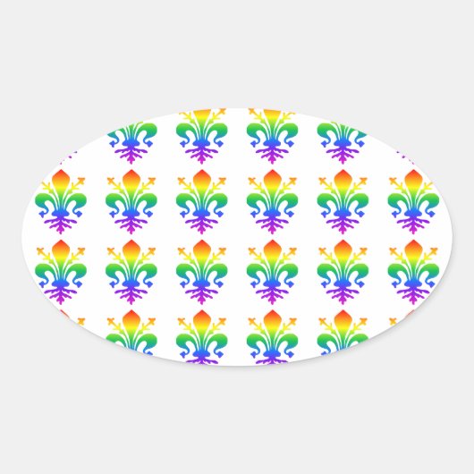 Rainbow Fleur-de-lis Ovale Sticker (Voorkant)