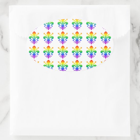 Rainbow Fleur-de-lis Ovale Sticker (Tas)