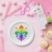 Rainbow Fleur-de-Lis Papieren Bordje (Feest)