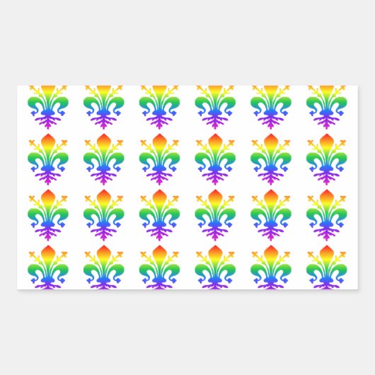 Rainbow Fleur-de-lis Rechthoekige Sticker (Voorkant)