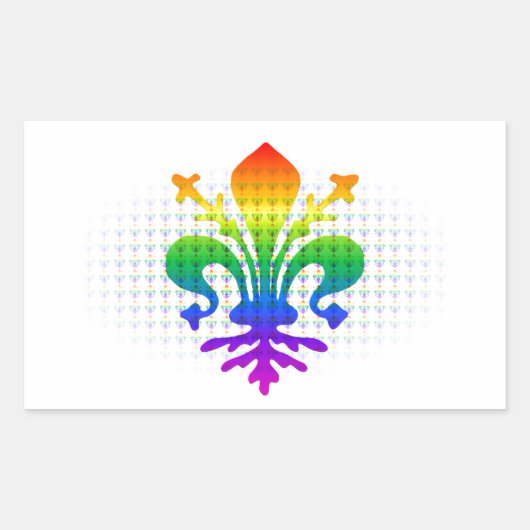 Rainbow Fleur-de-lis Rechthoekige Sticker (Voorkant)