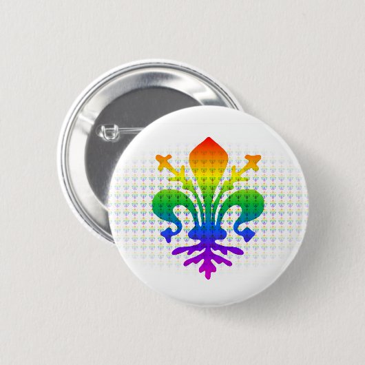 Rainbow Fleur-de-lis Ronde Button 5,7 Cm (Voorkant /achterkant)