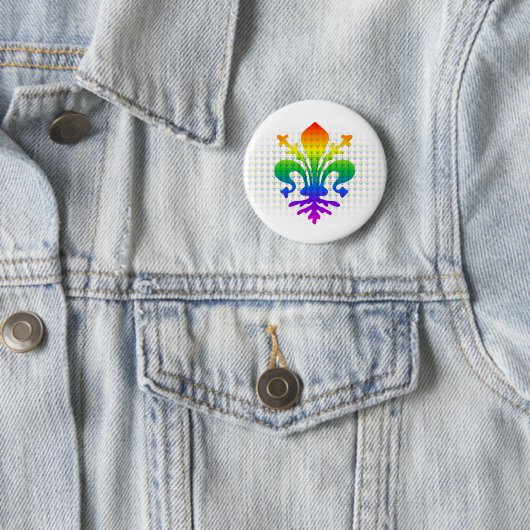 Rainbow Fleur-de-lis Ronde Button 5,7 Cm (In situ)