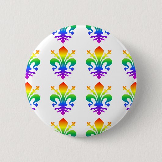 Rainbow Fleur-de-lis Ronde Button 5,7 Cm (Voorkant)