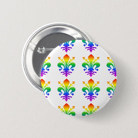 Rainbow Fleur-de-lis Ronde Button 5,7 Cm (Voorkant /achterkant)