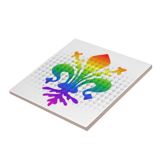 Rainbow Fleur-de-lis Tegeltje (Zijkant)