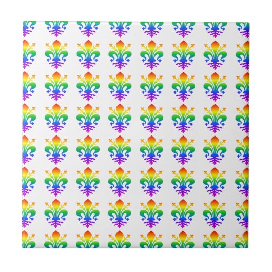 Rainbow Fleur-de-lis Tegeltje (Voorkant)