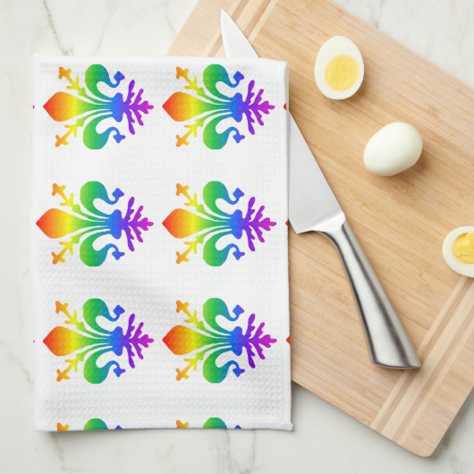 Rainbow Fleur-de-lis Theedoek (Quarter Fold)