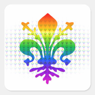 Rainbow Fleur-de-lis Vierkante Sticker