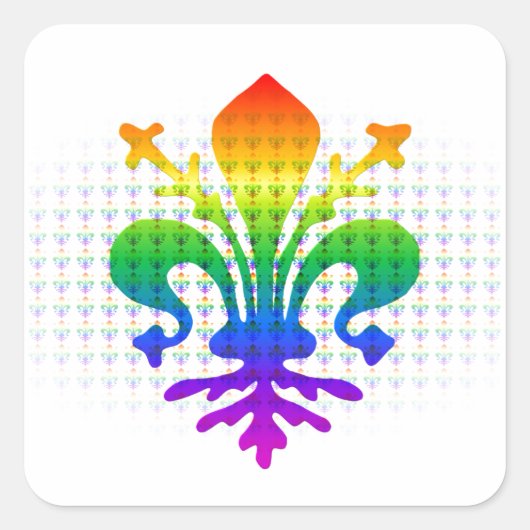 Rainbow Fleur-de-lis Vierkante Sticker (Voorkant)