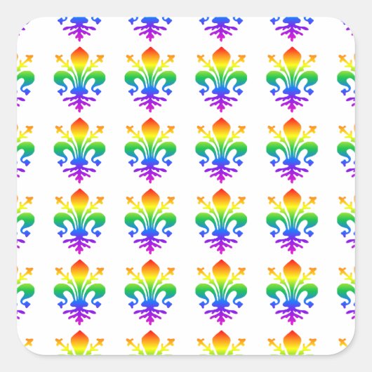 Rainbow Fleur-de-lis Vierkante Sticker (Voorkant)