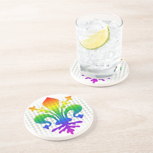 Rainbow Fleur-de-lis Zandsteen Onderzetter (Zijkant)