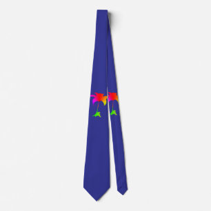 Rainbow Floral Blue Tropische Stropdas