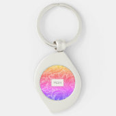Rainbow Floral Botanical Monogram Sleutelhanger (Voorkant)