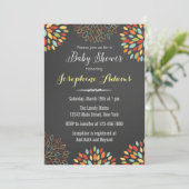 Rainbow Floral Chalkboard Baby shower Uitnodiging (Staand voorkant)