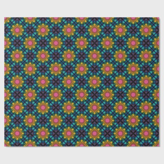 Rainbow Floral Fountain Mandala Diamond Tegel Cadeaupapier (Vlak)