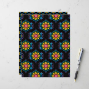 Rainbow Floral Fountain Mandala jaren 70 Retro Oge