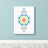 Rainbow Floral Fountain Sierstip Mandala Canvas Afdruk (Insitu (Houten vloer))
