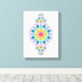 Rainbow Floral Fountain Sierstip Mandala Canvas Afdruk