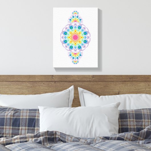 Rainbow Floral Fountain Sierstip Mandala Canvas Afdruk (Insitu (Slaapkamer))