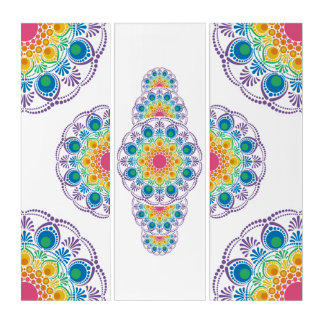 Rainbow Floral Fountain Sierstip Mandala Drieluik