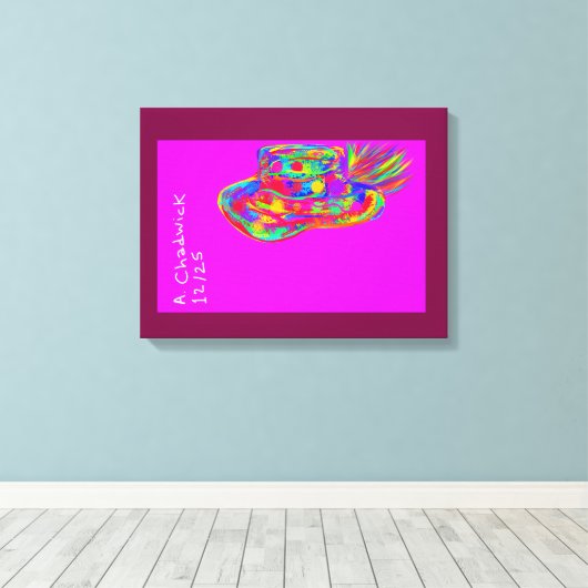 Rainbow Floral Fur Feathered Hat Canvas Afdruk (Insitu (Houten vloer))