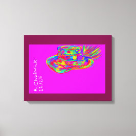 Rainbow Floral Fur Feathered Hat Canvas Afdruk