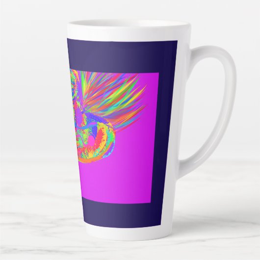 Rainbow Floral Fur Feathered Hat Latte Mok (Rechts)