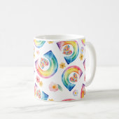 Rainbow Floral Heart Mok – Bright Waterverf Gift (Voorkant rechts)