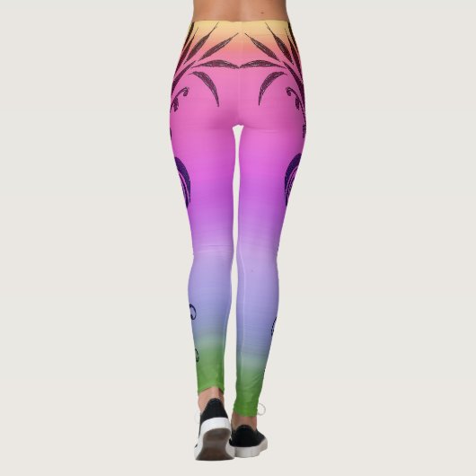 Rainbow Floral Ink Design Leggings (Achterkant)