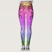 Rainbow Floral Ink Design Leggings (Voorkant)