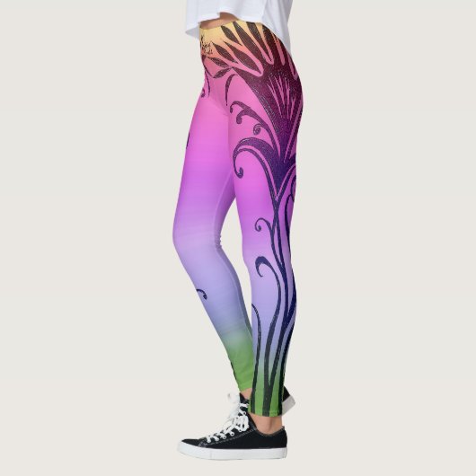 Rainbow Floral Ink Design Leggings (Links)