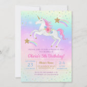 Rainbow Floral Magical Unicorn Girls Birthday Kaart (Voorkant)