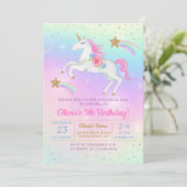 Rainbow Floral Magical Unicorn Girls Birthday Kaart (Staand voorkant)