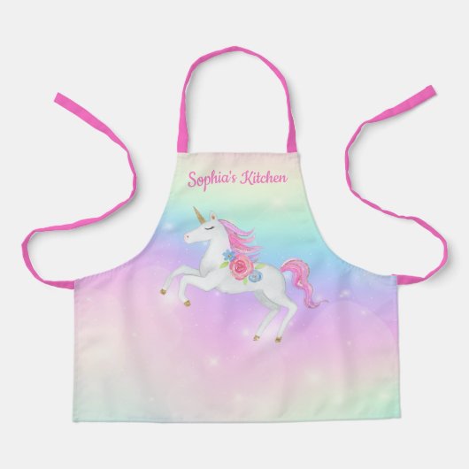 Rainbow Floral Magical Unicorn Personalized Schort (Voorkant)