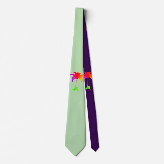 Rainbow Floral Mint Groene Paarse Tropische Stropd Stropdas (Voorkant)